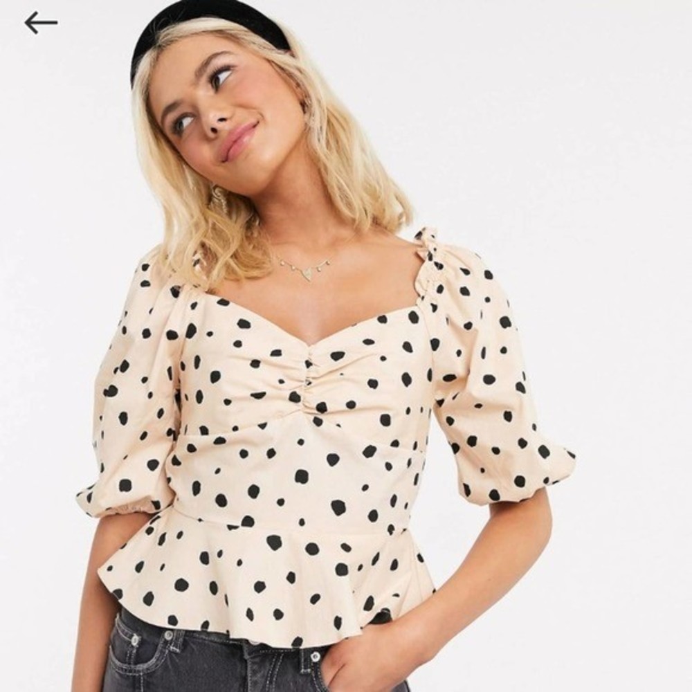 ASOS Miss Selfridge top Polka dot crop top size 4